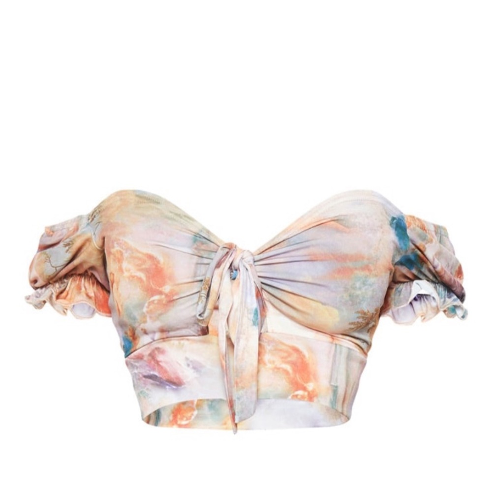 Printed off the shoulder top